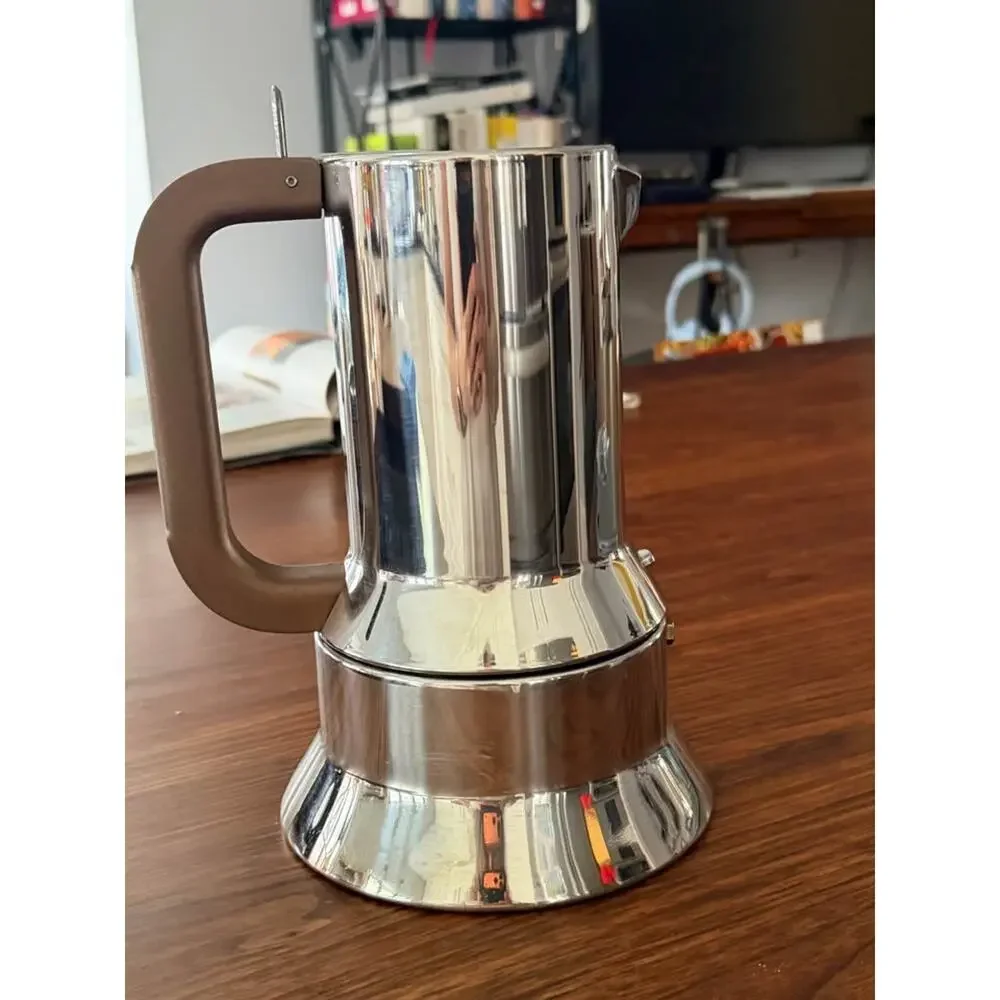 Alessi 9090 Richard Sapper 6-Cup Espresso Vintage Stainless Steel MoMA Design